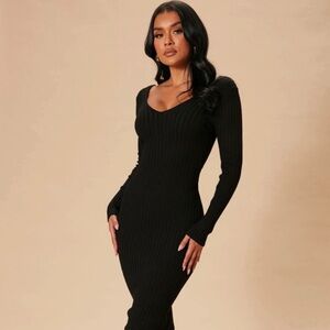 Black Ribbed Dress